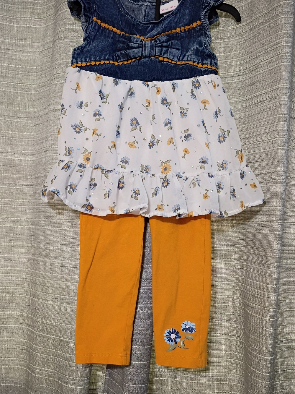 Little Lass Denim- Floral Top with Matching Leggings